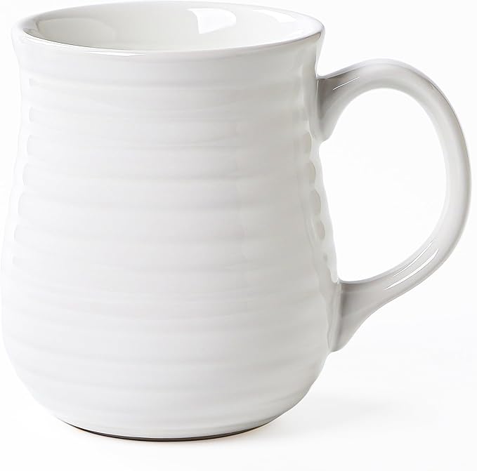 23 oz Large Ceramic Coffee Mugs, Handmade Cup with Large Handle, Big Tea and Coffee Cups for Office and Home, Microwave and Dishwasher Safe (White)