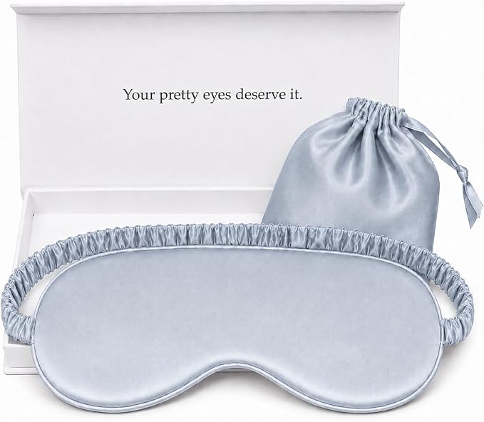 Silk Sleep Mask Light Blocking Luxury 19mm Silk Eye Mask 100% Mulberry Eye Cover Blindfold Ultra Soft Light and Comfy Anti Aging Skin Care with Travel Bag Gift Package