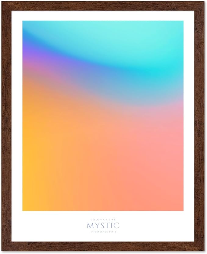 Monem Art Mystic Iridescent Gradient Print - Minimalist Abstract Color Field Poster - Wall Decor for Living Room, Bedroom or Office - 16x20 Brown Framed Wall Art by Rs Lab Studio