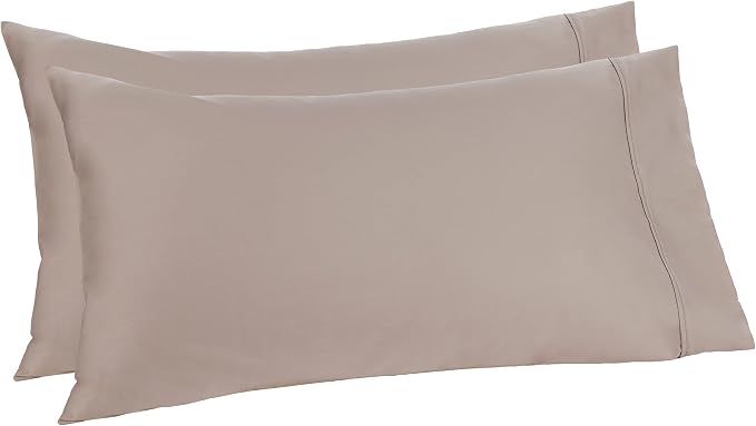 Amazon Aware 100% Organic Cotton 300 Thread Count Pillowcase Set, Taupe, King, 2 Pack, 40" x 20"