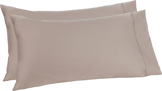 Amazon Aware 100% Organic Cotton 300 Thread Count Pillowcase Set, Taupe, King, 2 Pack, 40" x 20"