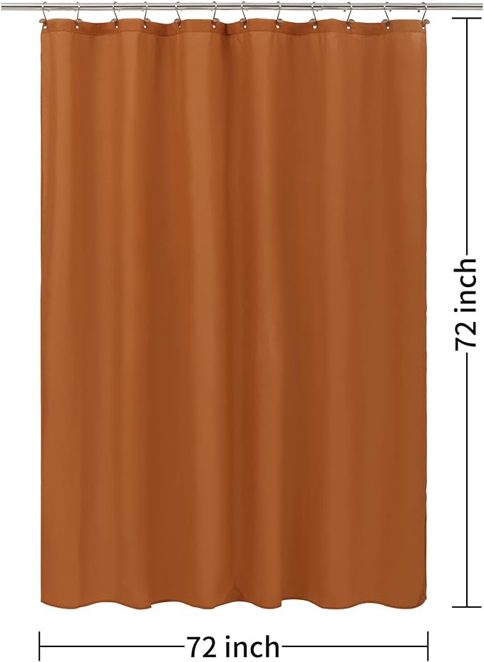 ALYVIA SPRING Burnt Orange Fabric Shower Curtain Liner Waterproof - Soft Hotel Quality Cloth Shower Liner with 3 Magnets, Light-Weight & Machine Washable - Standard Size 72x72, Burnt Orange