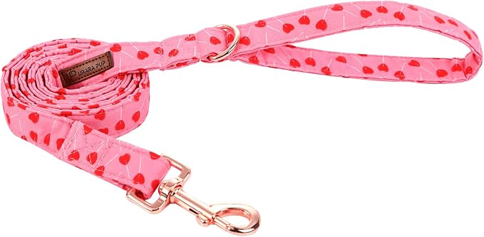 Valentine Dog Leash Match Dog Collar, Sturdy Durable Valentine’s Cotton Dog Leash, Pink Wedding Dog Training Leash for Small Medium Large Dog
