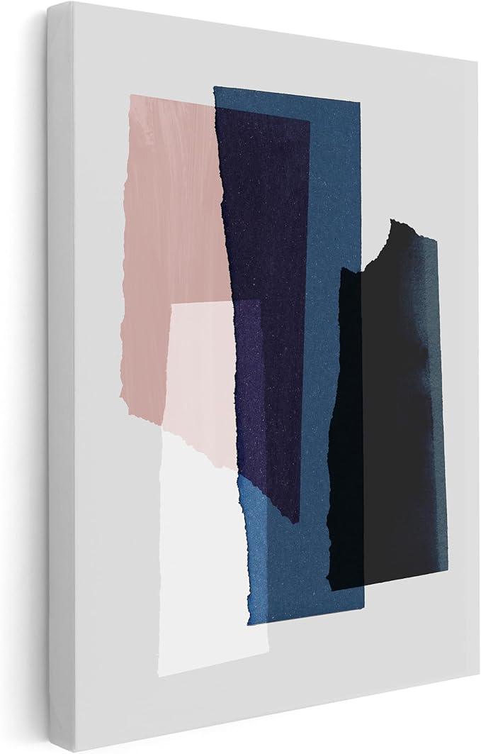 Monem Art Abstract Torn Paper Collage Print - Minimalist Modern Art Poster - Wall Decor for Living Room, Bedroom or Office - 16x20 STRETCHED CANVAS Wall Art by Mareike Bohmer