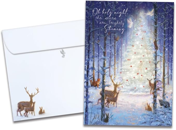 Tree-Free Greetings - Christmas Greeting Cards - Artful Designs - 12 Cards + Matching Envelopes - Made in USA - 100% Recycled Paper - 5"x7" - Oh Holy Night (HP60642)