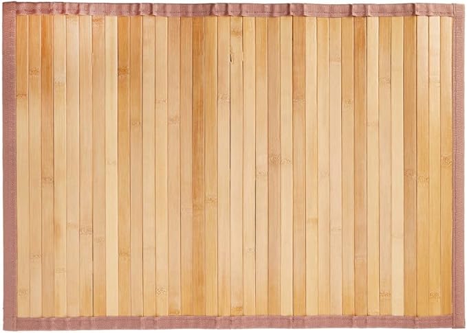 iDesign Formbu Bamboo Floor Mat Non-Skid, Water-Resistant Runner Rug for Bathroom, Kitchen, Entryway, Hallway, Office, Mudroom, Vanity, 17" x 24", Natural Beige,81132