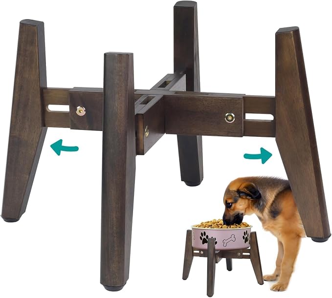 Dog Bowl Stand for Water/Food - Adjust with Lock - Dog Water Fountain Holder, Elevates Pet Food and Water Feeder Bowls (Bowl not Included) (1 Pack - (Height 10.4" Width 8-11.5")