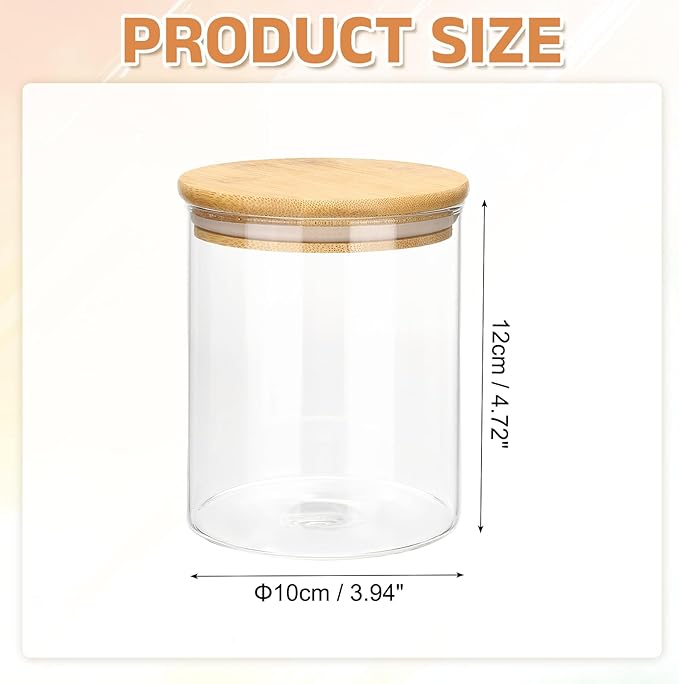 uxcell Glass Food Storage Jars 27.04oz Glass Canisters with Bamboo Airtight Wooden Lid Food Storage Container for Coffee Tea Sugar Candy Cookie Rice Flour Pasta Nuts Clear