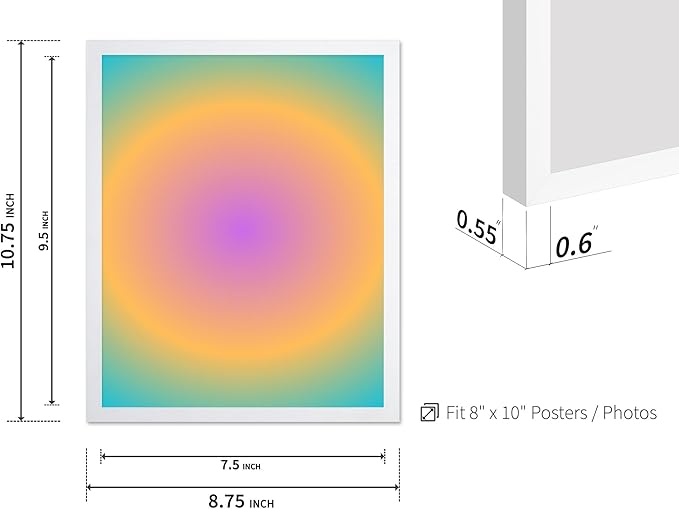 Monem Art Radiant Gradient Glow Print - Modern Abstract Color Field Poster - Wall Decor for Living Room, Bedroom or Office - 8x10 White Framed Wall Art by Rs Lab Studio