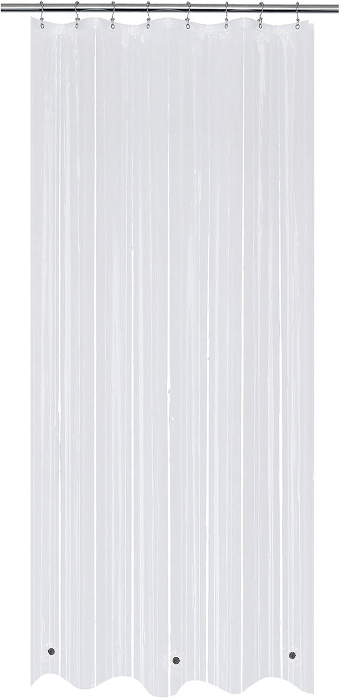 Mrs Awesome 48x78 Stall Shower Curtain Liner with 3 Magnets Clear PEVA 8G Thick & Heavy Duty Plastic Shower Curtain for Bathroom, Waterproof, 48 x 78 inches, Clear