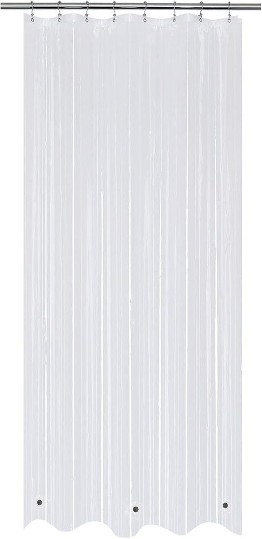 Mrs Awesome 48x78 Stall Shower Curtain Liner with 3 Magnets Clear PEVA 8G Thick & Heavy Duty Plastic Shower Curtain for Bathroom, Waterproof, 48 x 78 inches, Clear