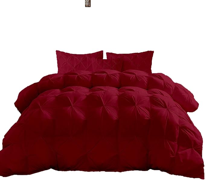 Hypoallergenic 1000-TC Pinch Pleated Down Alternative Comforter Twin Size 68 x 86 Inches 1pc Comforter & 2 pcs Pillow Covers, 700 GSM & All Side Corner Tabs 100% Egyptian Cotton