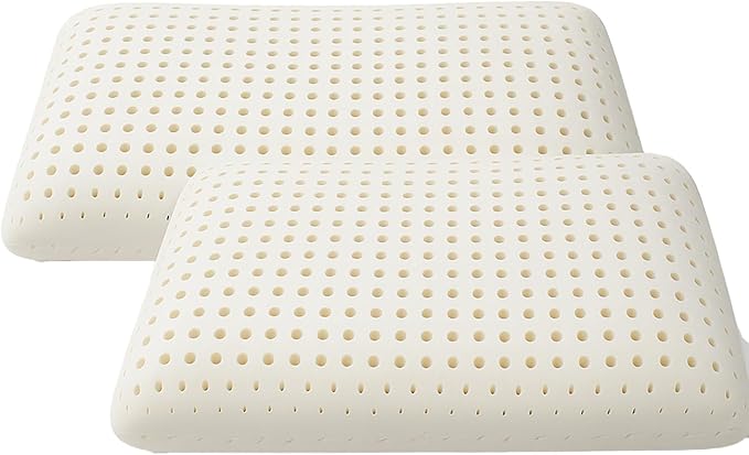 OrganicTextiles Dunlop Organic Latex Pillow with Organic Cotton Cover (Standard, 2-Pack) GOTS & GOLS Certified, Bed Pillow for Sleeping, Neck Pain Relief, Head Support, for Side Back Stomach Sleeper