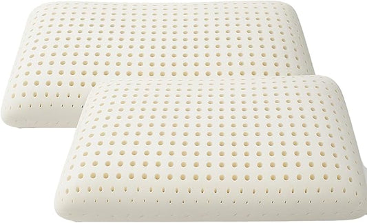 OrganicTextiles Dunlop Organic Latex Pillow with Organic Cotton Cover (Standard, 2-Pack) GOTS & GOLS Certified, Bed Pillow for Sleeping, Neck Pain Relief, Head Support, for Side Back Stomach Sleeper