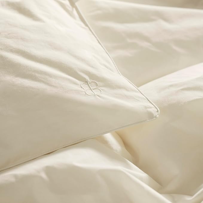 BOLL & BRANCH Percale Quilted Down Alternative Comforter - Twin/Twin XL, Cream - Duvet Insert and Cover in One Layer - All-Season, Luxury Organic Cotton, Hypoallergenic Primaloft - 1 Comforter
