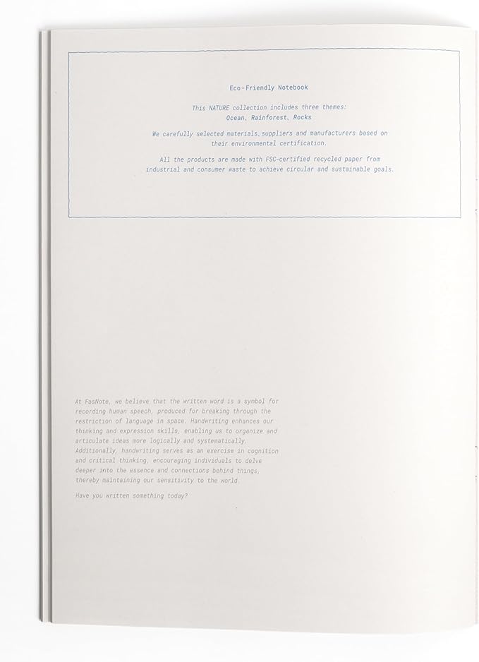 Nature Collection Notebook, 80 Pages, Premium Italian Favini Paper, Fruit-Residue Cover, Recycled Writing Paper, Flat-Lay Saddle Stitch Journal, Bookmark Belly Band(Rock)