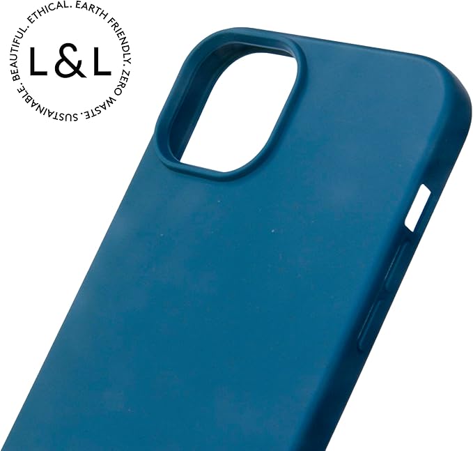 LOAM & LORE Biodegradable Phone Case for iPhone 15 Plus, Plastic Free Eco Friendly Phone Case, Plant Based Compostable iPhone 15 Plus, Premium Zero-Waste Phone Cover (Deep Blue) (Blue)