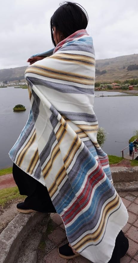 Alpaca Wool Throw Blanket, White and Colors, Throw (48" x 65") | Cozy, Ultra-Soft & Naturally Warm, Lightweight & Breathable, Non-Itchy, Perfect for Sofa, Bed or Travel