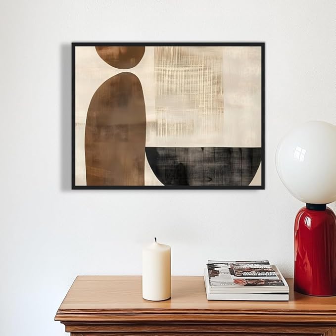 Moonow7 Minimalist Abstract Neutral Wall Art Poster, Geometric Print for Living Room, Bedroom, Office, Entryway, Modern Aesthetic, Contemporary Decor, Unframed Size A3 29.7 x 42 cm / 16.5X11.7