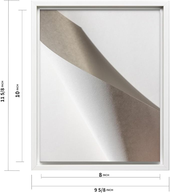 Monem Art Minimalist Folded Paper Abstract Print - Scandinavian Neutral Texture Art Poster - Wall Decor for Living Room, Bedroom or Office - 8x10 White Framed CANVAS Wall Art by Mareike Bohmer