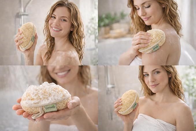 Egyptian Loofah Exfoliating Scrubber - Natural Loofah Exfoliating Body Scrubber - Eco-Friendly Bath & Shower Sponge for Face & Body, 100% Natural, Men & Women - Double face (1, Large)