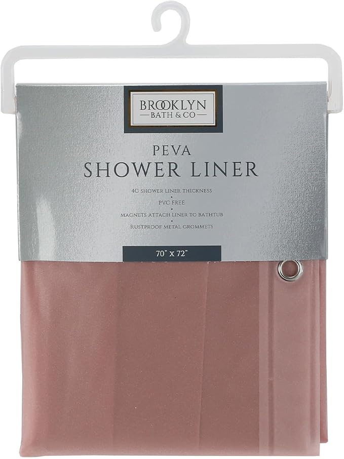 Home Expressions 6 Gauge PEVA Liner Magnetic Shower Curtain Liner 70"x72" (Shimmer Frosted-Blush)