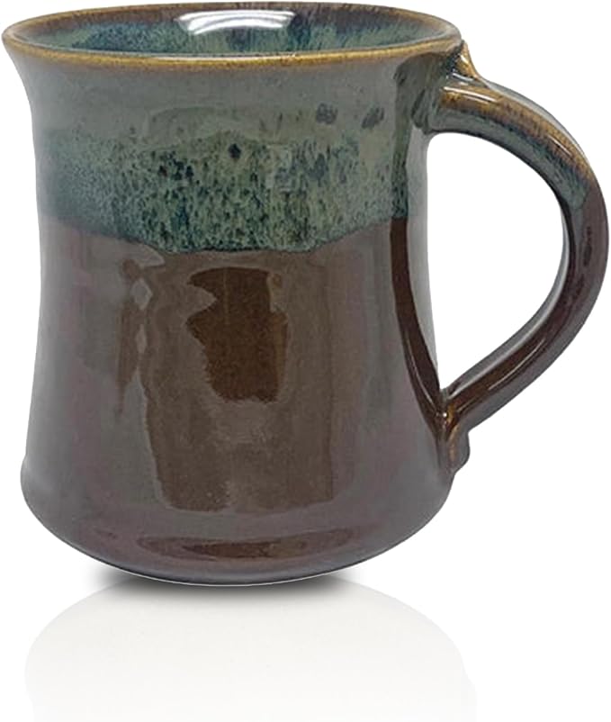Clay in Motion Handmade Ceramic Mug 16 oz, Medium Coffee Mug, Hand Painted Stoneware, Dishwasher Microwave & Oven Safe, Lead-Free, Made in USA Since 1981 (Mocha)