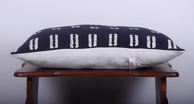 Trade Star Rustic Cushion Cover 100% Cotton Throw Pillow Case Mudcloth Cushion Cover Lumbar Pillow Cover Boho Accent Indian Farmhouse Bedding Decor Spring Cushion Case 14x22 Inches
