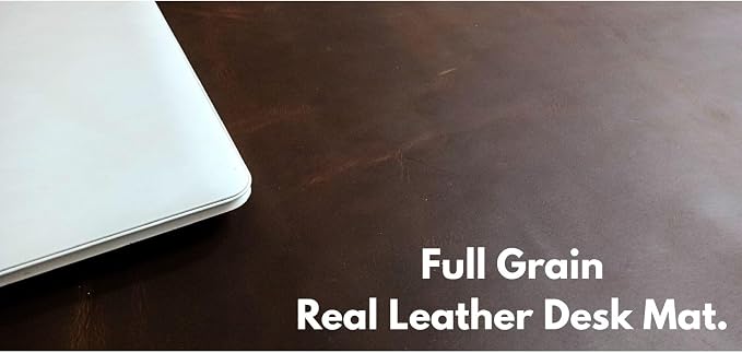 Premium Full Grain Genuine Leather Desk Mat Large with Leather Wallet, Rustic Brown, 32L x 16W inch