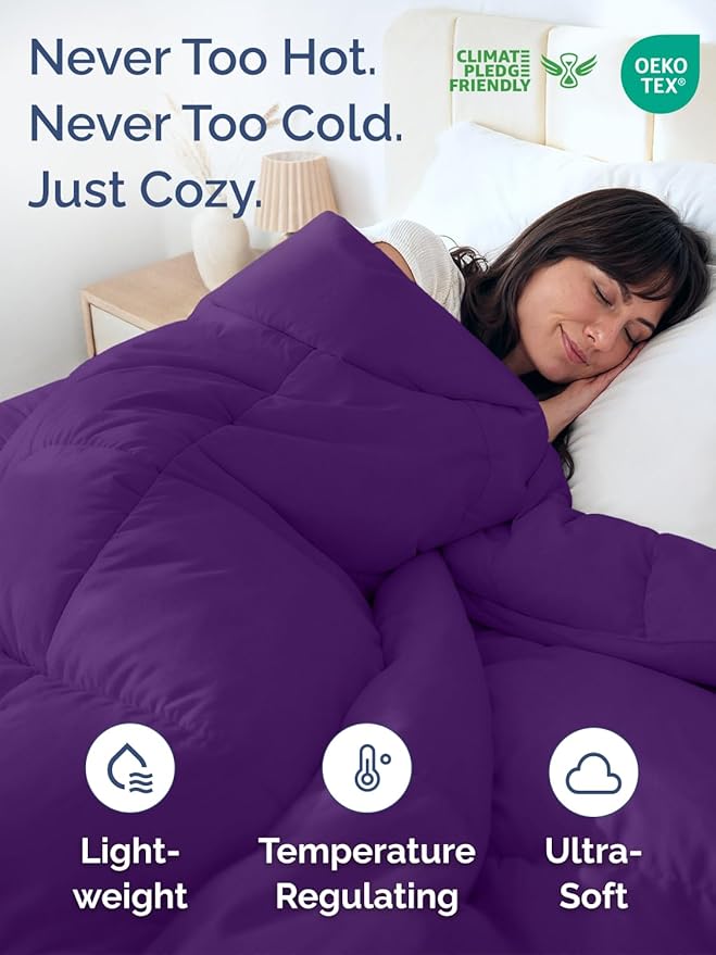 Full Size, Purplec & Lavender Alternative Down Comforter - Warm, Lightweight & Breathable Hotel Quality Bedding Set for Men, Women, Kids & Teens - All Season Cooling Microfiber Duvet Insert Comforter