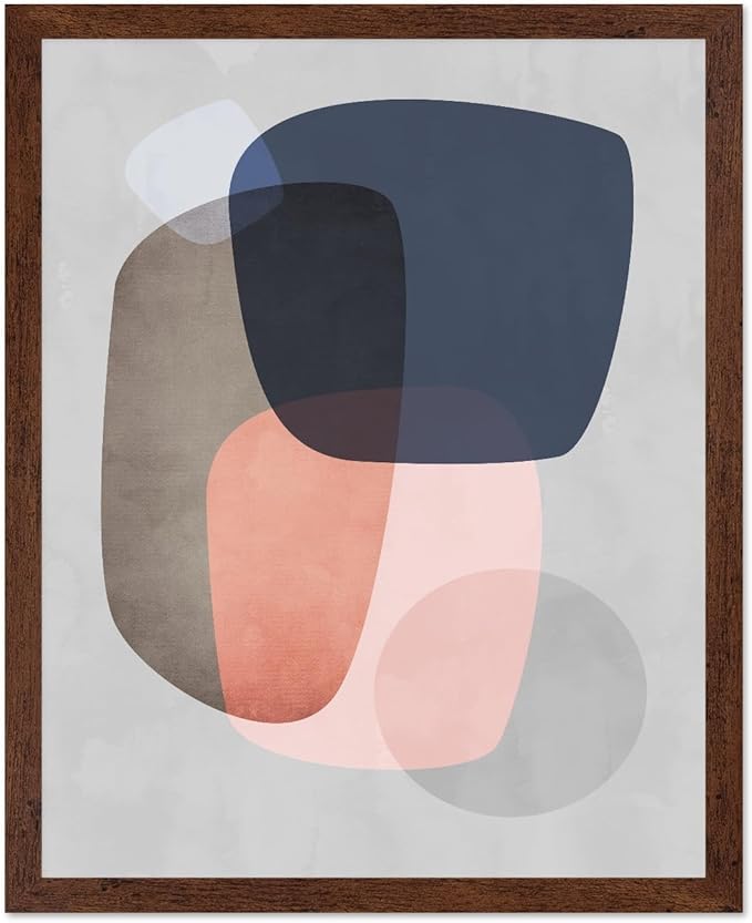 Monem Art Pastel Abstract Organic Shapes Print - Scandinavian Minimalist Art Poster - Wall Decor for Living Room, Bedroom or Office - 16x20 Brown Framed Wall Art by Mareike Bohmer
