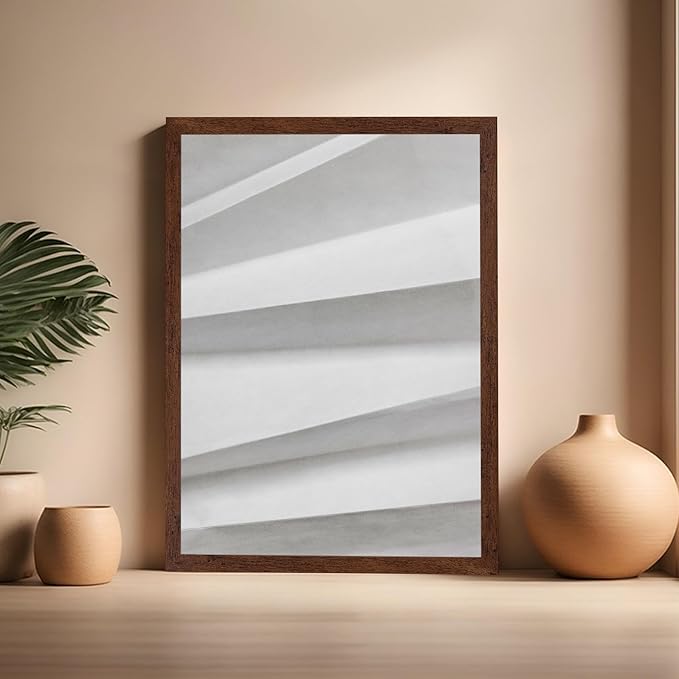 Monem Art Minimalist Paper Fold Abstract Print - Scandinavian Monochrome Texture Poster - Wall Decor for Living Room, Bedroom or Office - 16x20 Brown Framed Wall Art by Mareike Bohmer
