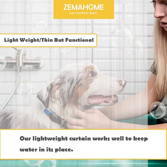 ZEMAHOME Extra Long Clear Plastic Shower Curtain Liner - Lightweight 72" x 84" Transparent Bathroom Shower Showroom Curtain Liner with Rustproof Metal Gromments and Weighted Magnet
