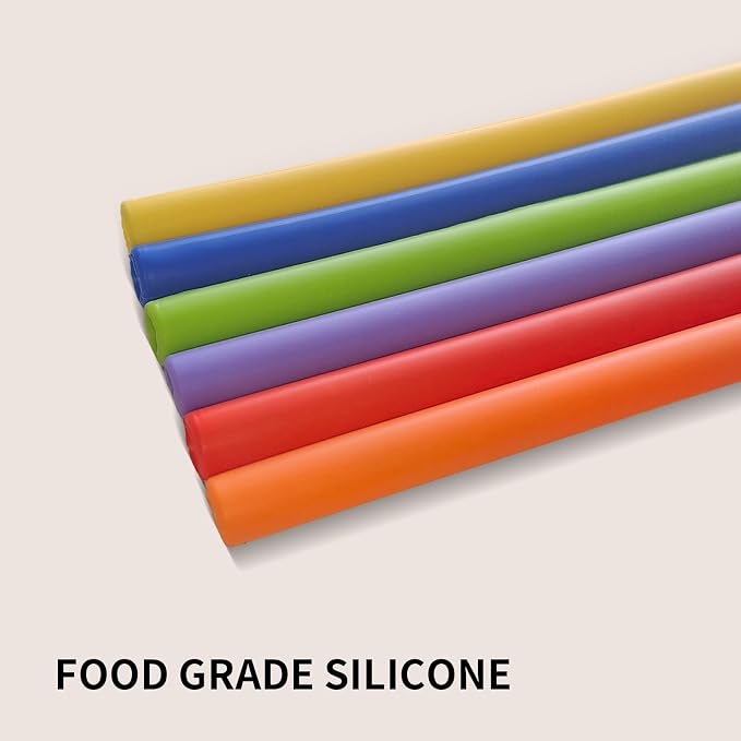6 Pack Reusable Silicone Straws Compatible with Stanley 40oz 30oz 20oz Tumblers, 12.2" Long x 0.374" Diameter BPA-Free Drinking Straws with 2 Cleaning Brushes, Flexible Cuttable Teeth-Friendly