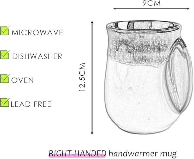 Selamica Porcelain 18oz Novelty Right-handed Handwarmer Mug, Coffee Mug, Tea Mug for family friends and couple - Mint