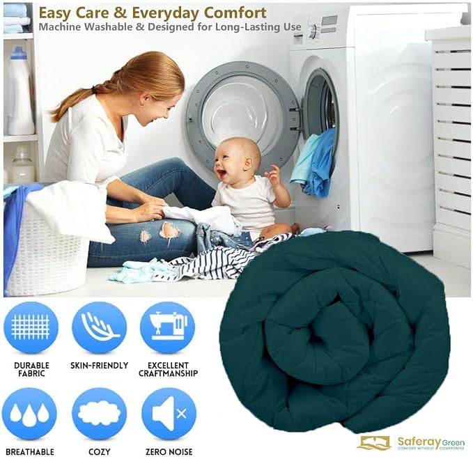 Full Size Down Alternative Comforter 82x86 Inch Teal – 500 GSM Ultra Soft Breathable, Luxury Pintuck Pinch Pleat, All Season Duvet Insert with Corner Tabs, Machine Washable