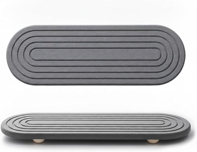 Diatomite Soap Dish with Wooden Stand, Absorbent Stone Tray for Bar Soap, Bathroom Sink Counter Organizer (1 PC)