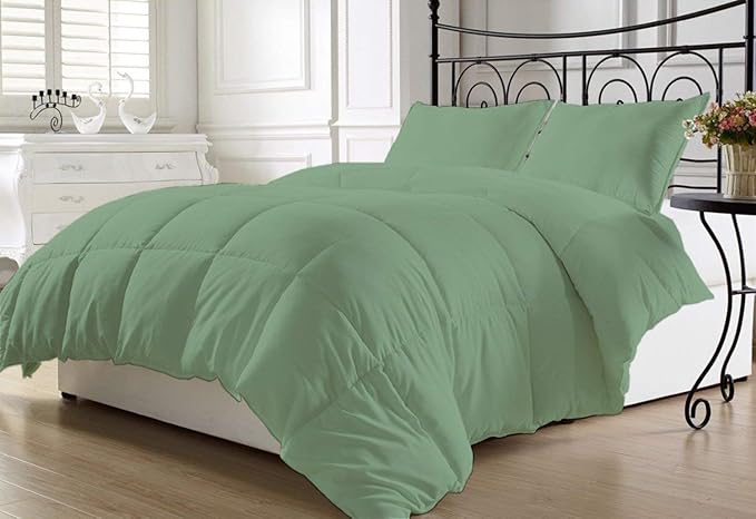 Luxurious and Hypoallergenic 600 Thread Count 1 Piece Down Alternative Comforter 100% Egyptian Cotton Solid (King/Cal King, Aqua Blue)