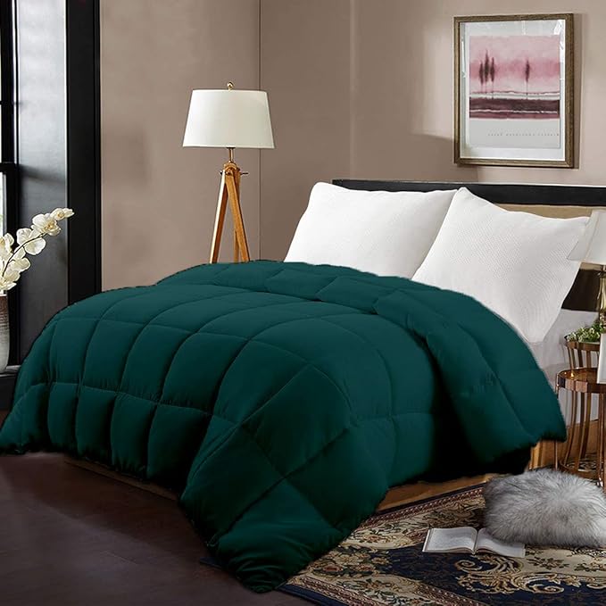 All Season Hypoallergenic Luxurious Down Alternative Cotton Comforter, Ultra-Soft 750 Fill-Power Oversized Queen Size Measures 98" x 98", Teal