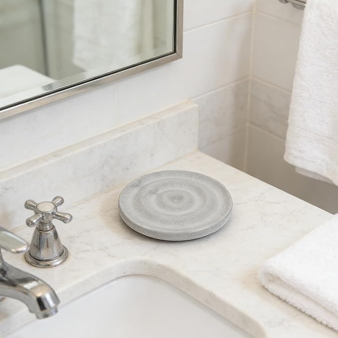 Diatomite Soap Dish: Compact Self-Dry Soap Container - Bathroom Accessory Stone Drying Mat for Kitchen Counter Countertop - Water Absorbing Coaster