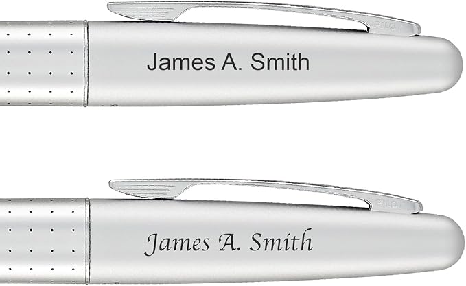 Goldspot Personalized Pilot Metropolitan Dot Pattern Fountain Pen in Custom Engraved Pen in Silver