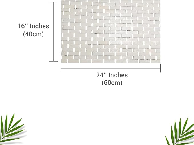 Bamboo Bath Mat 24 x 16 Inches and Soap Dish Set Bathroom Rugs Non Slip Washable Bamboo Shower Mat Bathtub Mat Non Slip for Kitchen Sauna Spa Hot Tub Outdoor Bathroom Decor - White