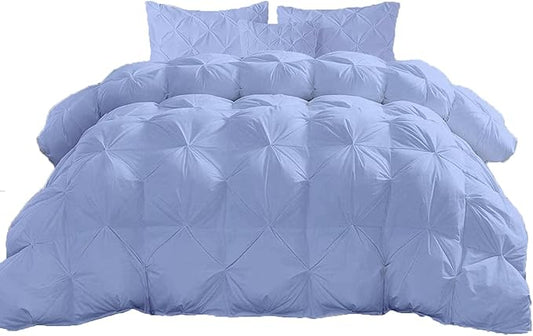 Hypoallergenic 1000-TC Pinch Pleated Down Alternative Comforter King Size 102 x 90 Inches 1pc Comforter & 2 pcs Pillow Covers, 700 GSM & All Side Corner Tabs 100% Egyptian Cotton