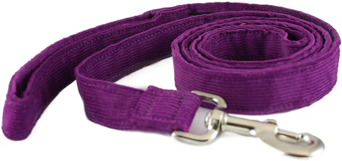 The Good Dog Company Hemp Corduroy Leash- 6 ft (1/2 Inch Width, Plum)