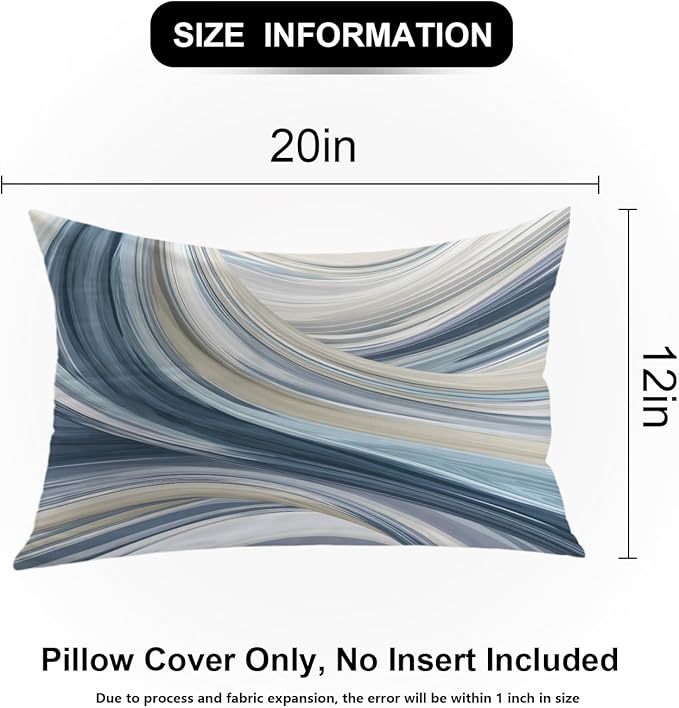 Shrahala Serene Fluid Art Decorative Throw Pillow Cover, Calm Hues Minimalist Lumbar Pillowcase Blended Double-Sided No Inserts for Bedroom Living Room Set of 2 (12 x 20 in)