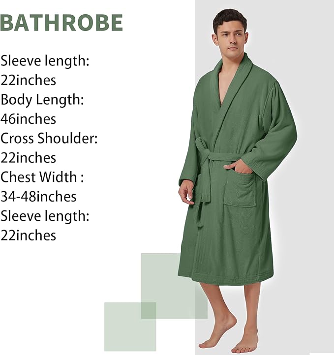 ZABER Bathrobe Mens,Pure Cotton Robe for Men,Thick Terry Cloth Bathrobe,Luxury Long Combed Men's Cotton Robe