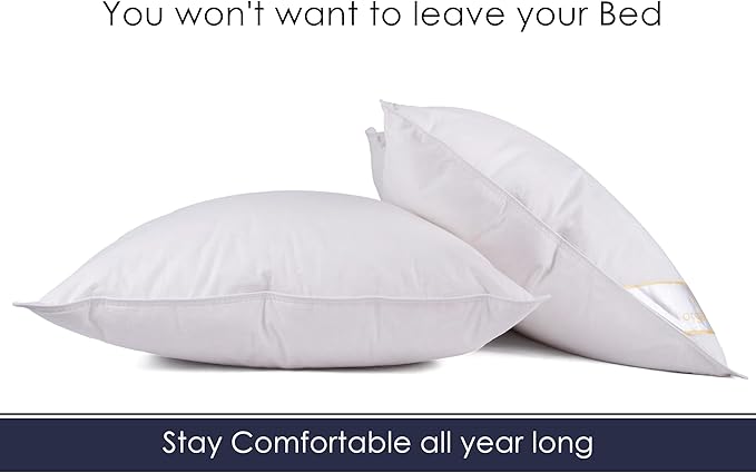 Wool Pillow – 100% Cotton Cover, Breathable & Temperature Regulating Bed Pillow, Natural Sheep Wool Fill, Hypoallergenic Sleeping Pillow (Queen, Ultra Firm, Duck Down)