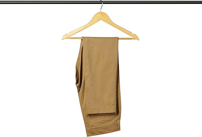 20 Pack Premium Wooden Suit Hangers - Smooth Natural Finish Heavy Duty Wood Coat Hangers - 360 Swivel Hook and Notches Clothes Hangers with Non Slip Pants Bar for Shirt, Jacket, Pant, Dress Hangers