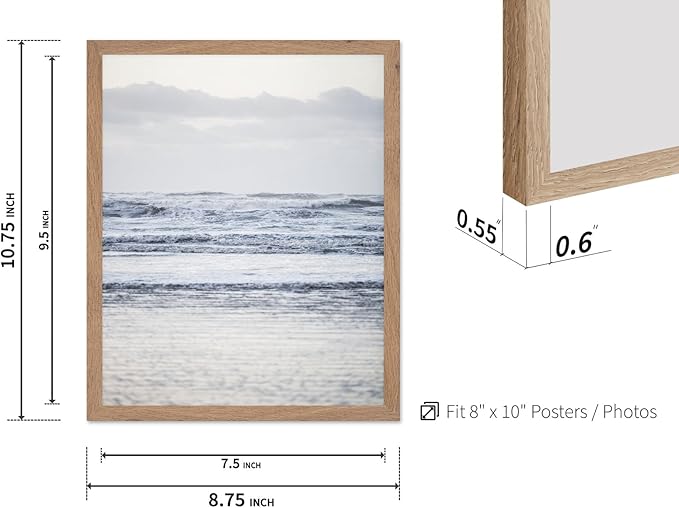 Monem Art Pastel Ocean Waves Seascape Photography Print - Minimalist Coastal Landscape Art Poster - Wall Decor for Living Room, Bedroom or Office - 8x10 Beige Framed Wall Art by Mareike Bohmer
