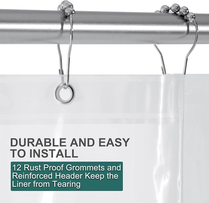AmazerBath Clear Shower Curtain Liner, Plastic Shower Curtain Liner, Lightweight Shower Liner PEVA, Waterproof Bathroom Shower Curtains with 3 Magnets and 12 Rustproof Grommets, 72x72 Inches